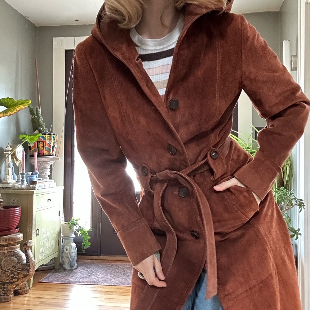 Vintage Suede Coat W/ Hood - Picture 3 of 10
